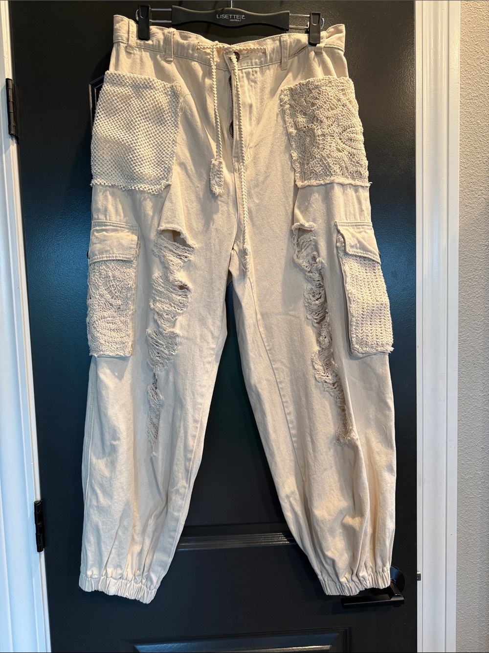 POL Distressed Lace Joggers